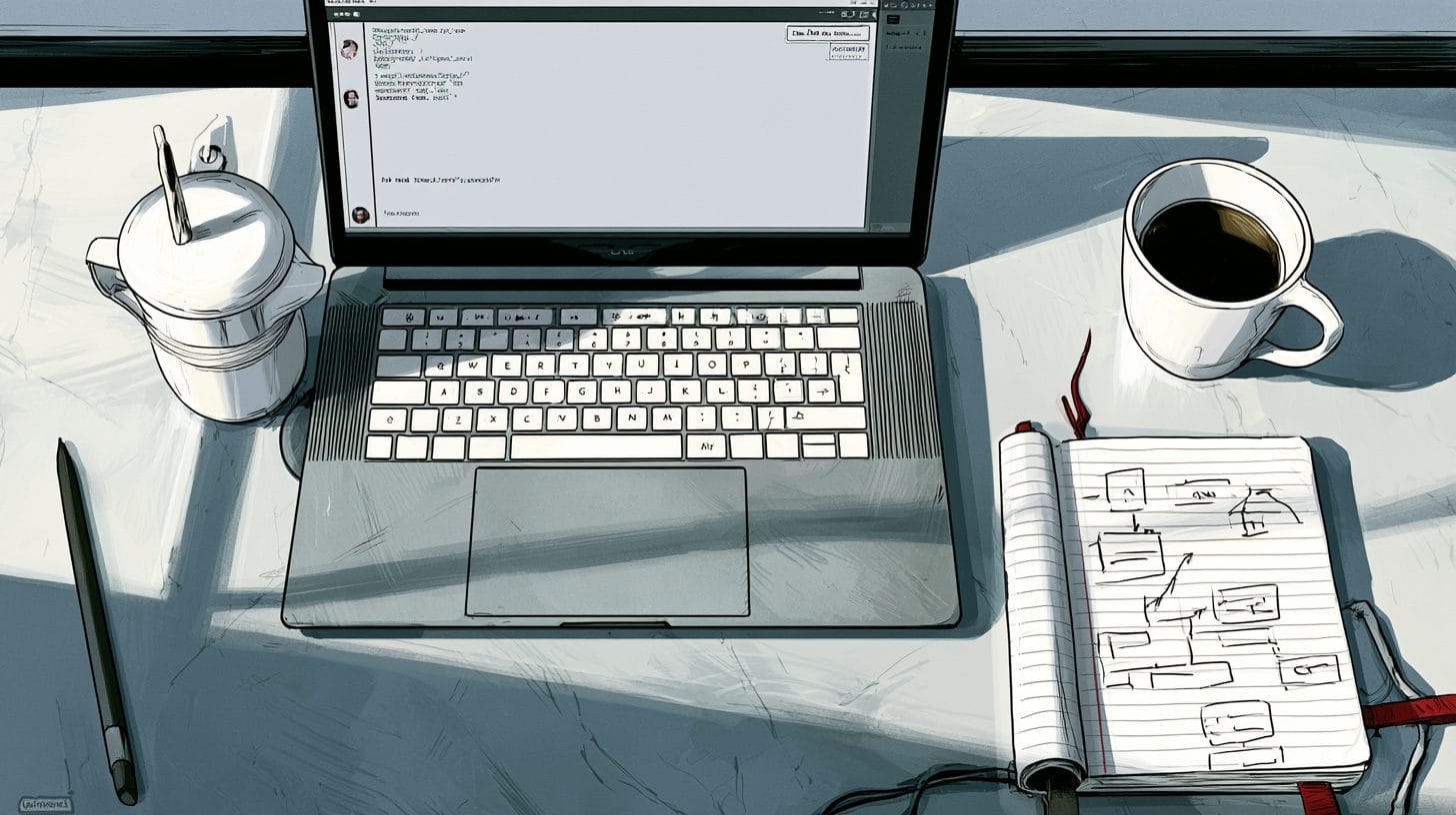 a tidy desk viewed from above