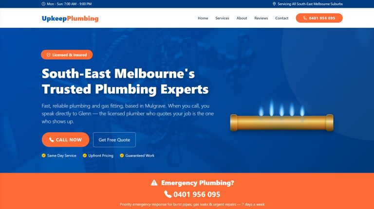 new upkeep plumbing website
